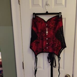 Adore Me Red and Black Lace Bustier